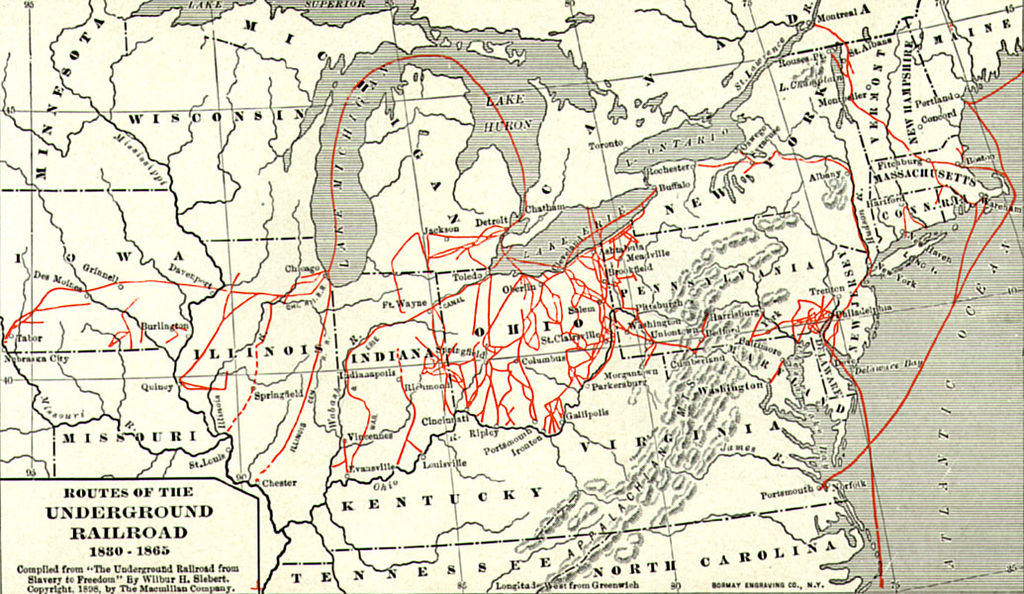 map of Underground Railroad