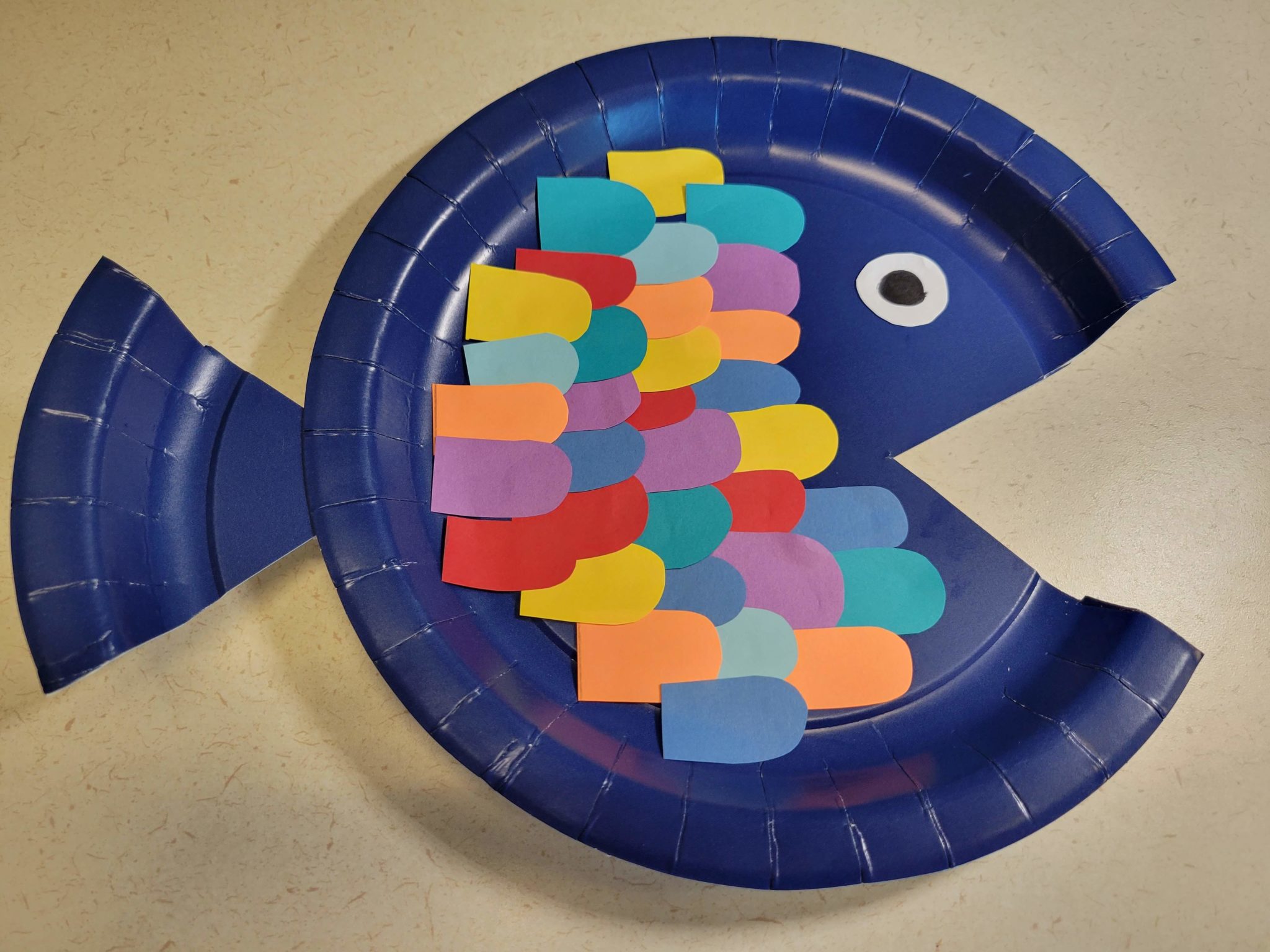 paper plate rainbow fish craft