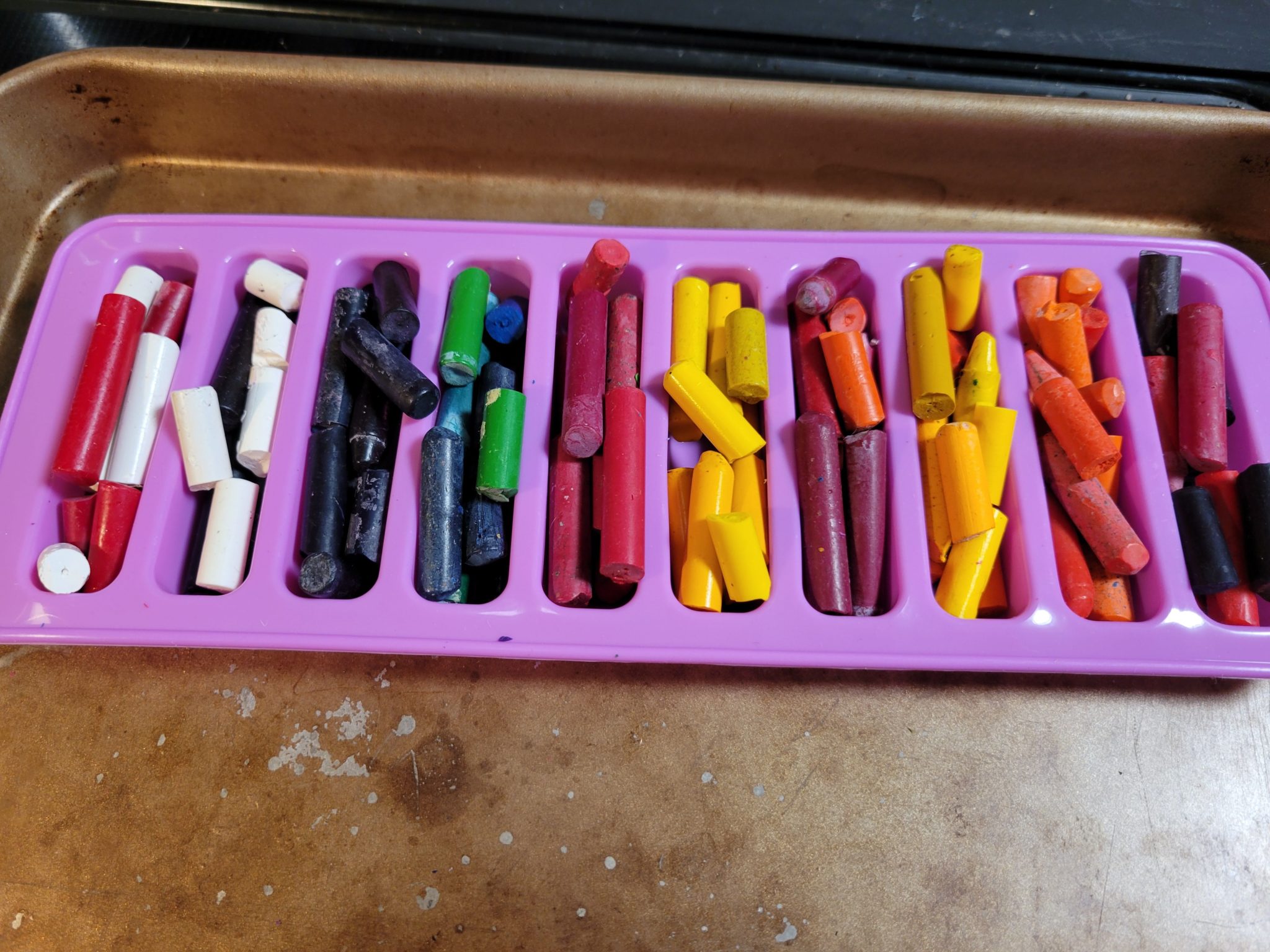 broken crayons in square molds