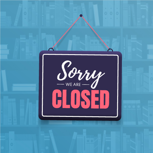 illustration with sign saying Sorry We Are Closed